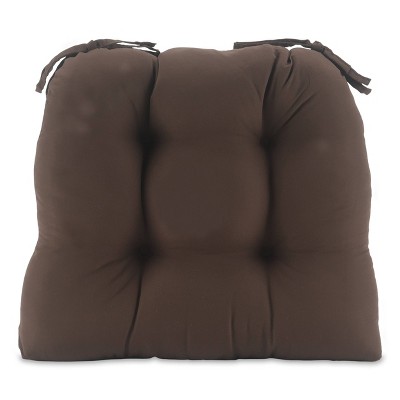 Chocolate Brown Microfiber Chair Pads with Tiebacks, Set of 4