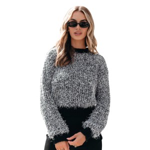 Women's Grey & Black Long Sleeve Brushed Knit Sweater - Cupshe - 1 of 4