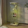 Glass Display Cabinet with Glass Doors & LED Lights, Glass Showcase with Shelves, Decorative Storage for Living Room – Cuddlewood - 3 of 4