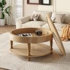 KWPZQEB Round Coffee Table with Storage, 31Inch - Rustic Finish Center Table, Mid Century Modern Coffee Table for Living Room, Small Space - 2 of 4