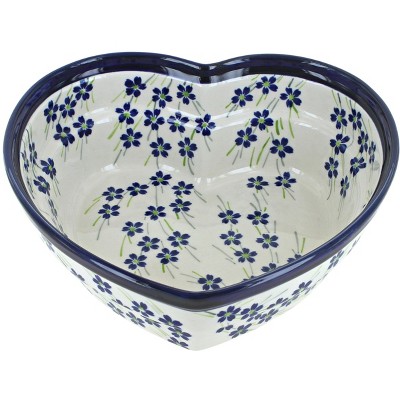 Blue Rose Polish Pottery 859-1 Zaklady Large Heart Bowl