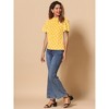INSPIRE CHIC Women's Polka Dots Stand Collar Pleat Keyhole Back Short Flare Sleeve Tops - 2 of 4