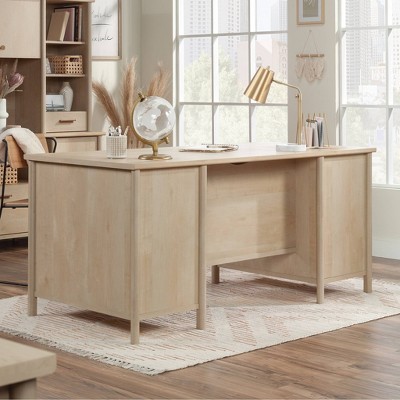 Maple Brown Executive Desk with Keyboard Tray and Filing Cabinet