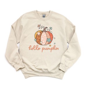 Simply Sage Market Women's Graphic Sweatshirt Hello Pumpkin Colorful Stars - 1 of 2