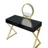 APRILSOUL Vanity Desk with Removable Mirror and Jewelry Tray, Metal-Framed, 2-Drawer Glam Station - 4 of 4