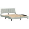 vidaXL - Queen Size Bed Frame with LED Lights - Light Gray Velvet, USB Connector, Headboard Cushion - 85.8" x 61.8" x 29.3" - 2 of 4