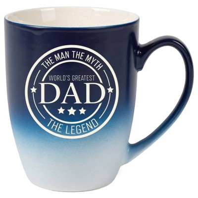 Elanze Designs World's Greatest Dad Two Toned Ombre Matte Navy Blue and White 12 ounce Ceramic Stoneware Coffee Cup Mug