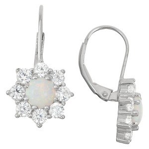 3 4/9 TCW Tiara Sterling Silver Opal Snowflake Leverback Earrings, Women