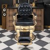 Karl Home Black with Gold Vintage Style Heavy Duty Hydraulic Recline Barber Chair - 2 of 4