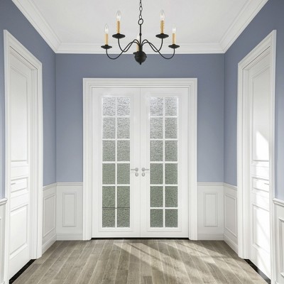 Mini Heritage Black Steel 5-Light Candelabra Chandelier