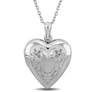 EVERLY JEWELRY | Sterling Silver 20mm Heart Pendant locket Cable Chain, 18-inch - 1 of 4