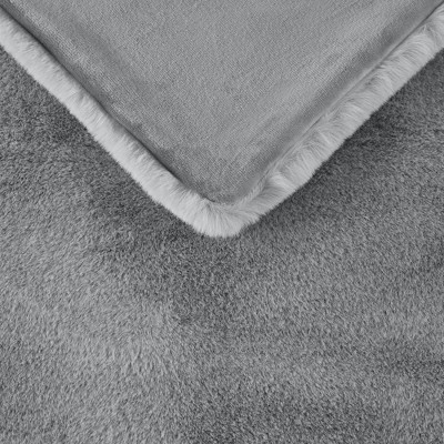 Bristol 50" x 60" Gray Faux Fur Reversible Throw