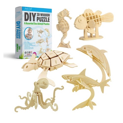  Hands Craft DIY 3D Wooden Puzzle – 6 Assorted Dinosaur Bundle  Pack Set Brain Teaser Puzzles Educational STEM Toy Adults and Kids to Build  Safe and Non-Toxic Easy Punch Out Premium