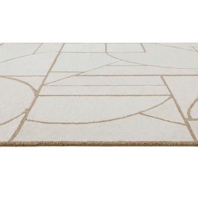 Handmade Tufted Wool Rug in Neutral Geometric Pattern, 6' x 9'