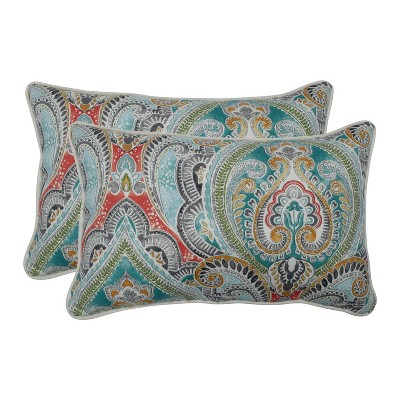 Photo 1 of 2pk Pretty Witty Rectangular Outdoor Throw Pillow Reef Blue - Pillow Perfect