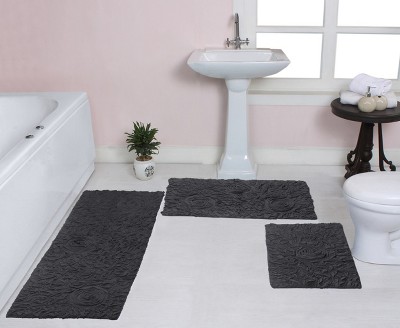 Bell Flower Collection Cotton Floral Pattern Tufted Bath Rug Set Pack of 3 - Home Weavers