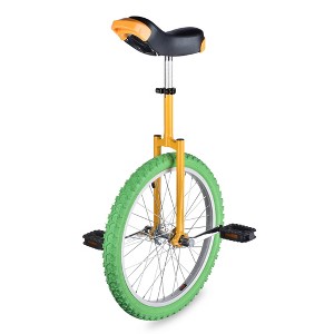 Yescom 20 In Wheel Outdoor Unicycle Leakproof Butyl Tire Circus Bike Balance Training for Adults Teenagers Kids, Yellow & Green Multi - 1 of 4
