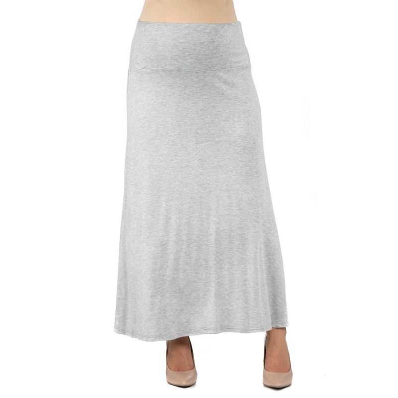 24seven Comfort Apparel Women's Maternity Elastic Waist Maxi Skirt, 1 of 5