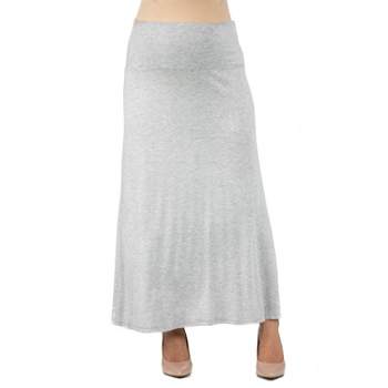 24seven Comfort Apparel Women's Maternity Elastic Waist Maxi Skirt