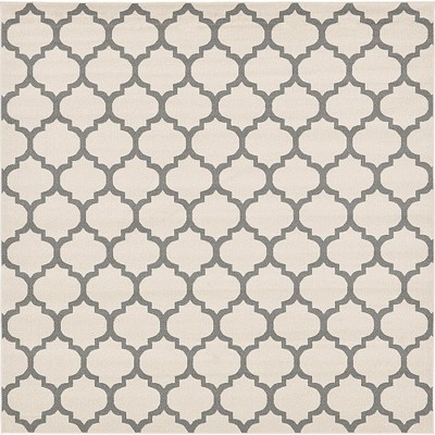 10' x 10' Beige and Gray Trellis Square Rug