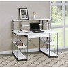 Vynxaria White & Black Office Desk Open Shelves Modern Two-Tone Design for Productive Workspaces - 3 of 4
