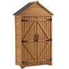 Lorna Wooden Patio Storage Shed Cabinet, Wood Tool Shed with Shelves and Latch, Outdoor Furniture - Maison Boucle - 3 of 4