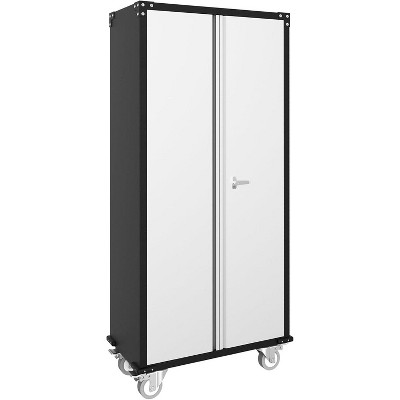 Metal Storage Cabinet 72" with Wheels, Steel Tool Cabinet with Lock and 4 Adjustable Shelves, Storage Organization for Garage, Office