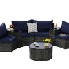 Outdoor Sofa Set, Sectional Half-Moon Sofa, PE Wicker Sofa With Cushions, Sofa Set with Tempered Glass Round Coffee Table-Coolbibila - 3 of 4