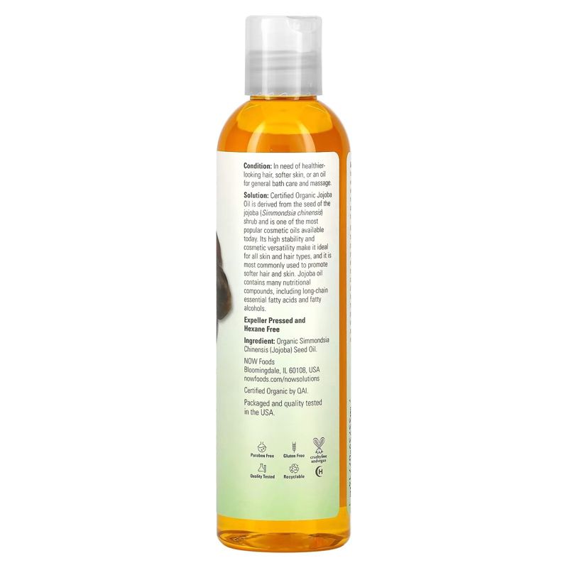 Now Foods Solutions Certified Organic Jojoba Oil  -  8 fl oz Oil, 2 of 3