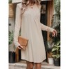 Women's Ribbed Mini Dress Long Sleeve Round Neck Casual Dresses - 3 of 4