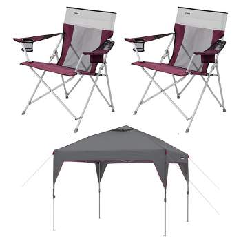 CORE Set of 2 300-Pound Capacity Polyester Padded Arm Chair with Carry Bag & Instant Canopy 10 x 10-Foot Shelter Tent w/4 Doors & Fully-Taped Seams