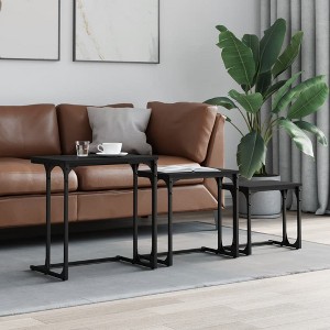 vidaXL Nesting Coffee Tables 3 pcs Black Engineered Wood - 1 of 4
