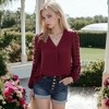 Anna-Kaci Women's Chiffon Blouse Swiss Dot Top - 3 of 4