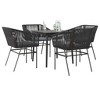 vidaXL Patio Dining Set with Cushions Table and Chairs Set Poly Rattan Glass - 31.5" x 31.5" x 29.1" Black 4 Piece - 2 of 4