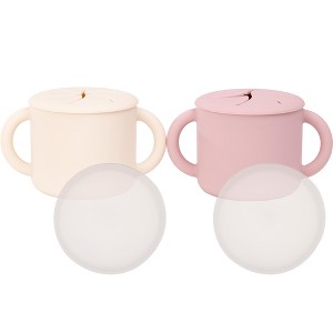 WeeSprout Snack Containers, Food Grade Silicone Cups, Spill-Proof Tops for Toddlers & Babies, Set of 2 Snack Catchers - 1 of 4