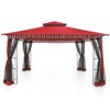 Bigget 11'x13' Outdoor Gazebo Tent with Double Roof, Patio Gazebo with Mosquito Netting, Patio Canopy for Backyard, Garden, Lawn and Deck, Red - 2 of 4