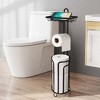 Sevobal Utility Storage Shelves, Toilet Paper Holder Stand with Top Storage Shelf, Floor Standing Storage for Bathroom, Black, 7.09"*7.09"*25.98" - 2 of 4