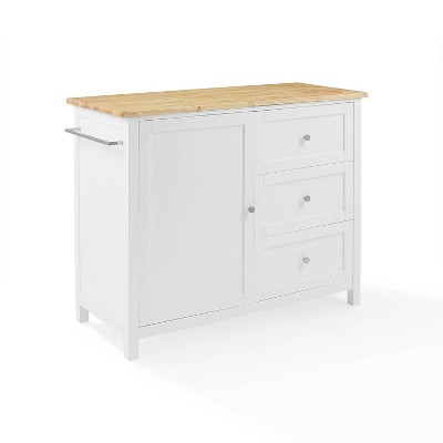 Soren 44" Natural Wood Top Kitchen Island Cart with White Frame