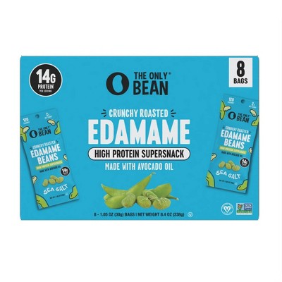 The Only Bean Crunchy Roasted Edamame Snacks Individually Wrapped Protein Packs Sea Salt - 8.4oz/8pk