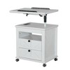 Resenkos Lift Top Desk Cart, Mobile Rolling Table, Wood Storage Cabinet with Drawers, Adjustable Height Utility Cart, - 3 of 4