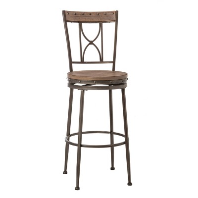 Paddock Swivel Counter Height Barstool - Brushed Steel/Distressed Brown - Hillsdale Furniture