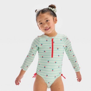 Toddler Girls' Long Sleeve Half Zip One Piece Rash Guard  - Cat & Jack™ - 1 of 3