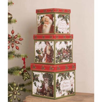Christmas Holly Boxes Set/3 Vintage Nesting Bethany Lowe Designs, Inc.  -  Decorative Accent Sets
