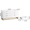 6 Drawer Dresser for Bedroom, Wood Chest of Drawers with Metal Legs, Modern Storage Dresser Chest Cabinet Organizer, Large Dresser for Hallway, Closet - 2 of 4