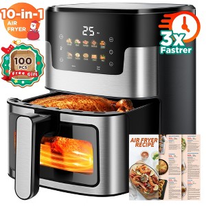 Air Fryer 7.5 QT Large Capacity Digital Hot Air Oven with Window & Light, Family Size Oil-Free Air Fryer with 10 Presets,100 Liners - 1 of 4