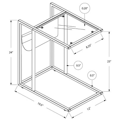 Contemporary White Metal and Glass Magazine Rack Side Table