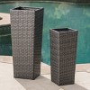 Okak Tall Wicker Planters Rattan Flower Pot Set of 2, 12x12x31.25" and 9x9x23.62", Square Planters for Garden and Patio, No Assembly - 4 of 4