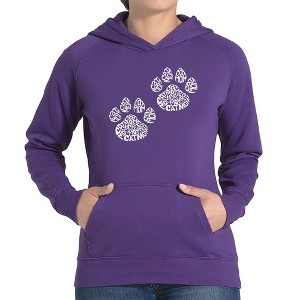 LA Pop Art Women's Word Art Hooded Sweatshirt -Cat Mom - 1 of 4