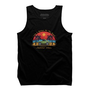 Men's Design By Humans Retro Live Is Better At The Beach By Typestock Tank Top - 1 of 2