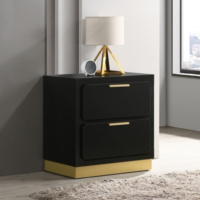 KIGFTSOD Modern Luxury 2-drawer Bedroom Nightstand,Black